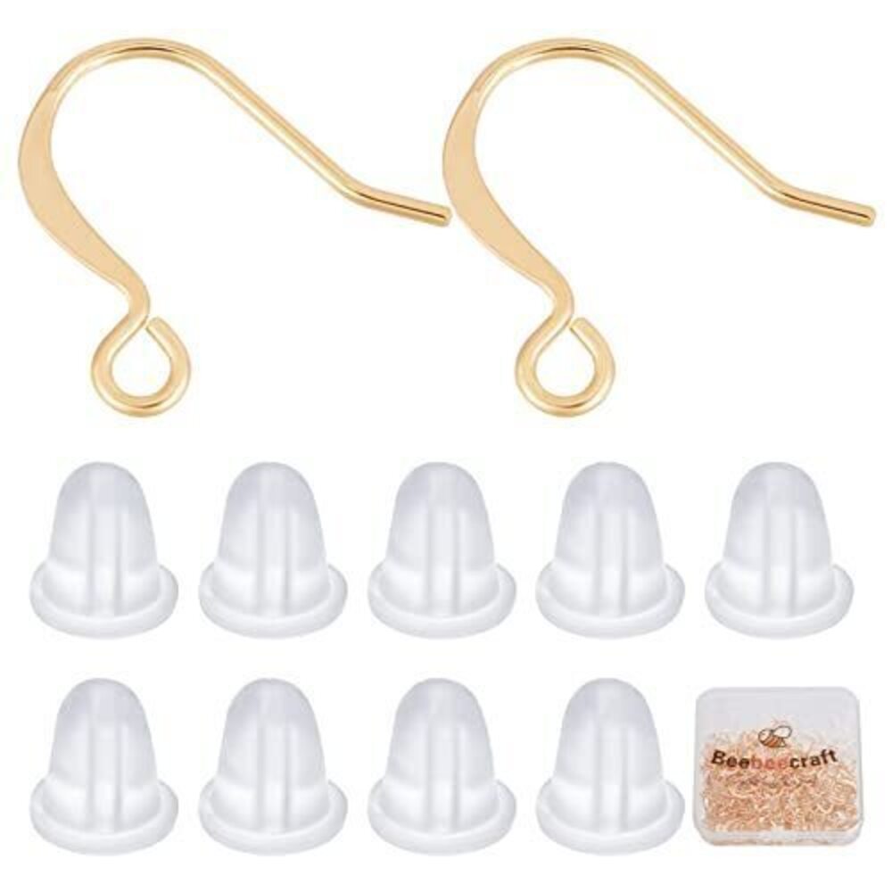 7216 200Pcs/Box 18K Gold Plated French Earring Hooks 14x16mm Fish Hook Ear